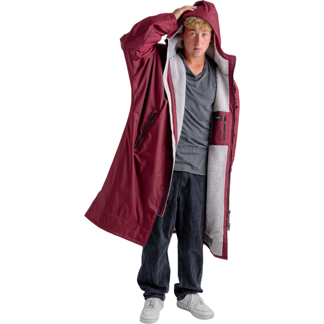 2025 Dryrobe Advance Peignoir à Manches Longues V3 DALSV3 - Burgundy / Gris Argenté